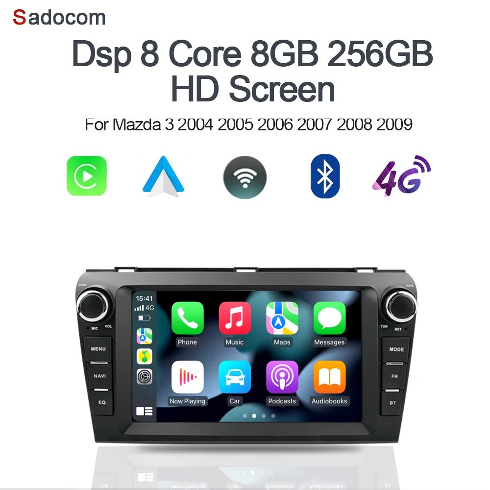 Автомобильный DVD-плеер Carplay DSP, 8 дюймов, 4G, Android 12,0, 8 ГБ, 256 ГБ, GPS, Авторадио для Mazda 3 2004, 2005, 2006, 2007, 2008, 2009, 2 din 
Автомобильный DVD-плеер Carplay DSP, 8 дюймов, 4G, Android 12,0, 8 ГБ, 256 ГБ, GPS, Авторадио для Mazda 3 2004, 2005, 2006, 2007, 2008, 2009, 2 din