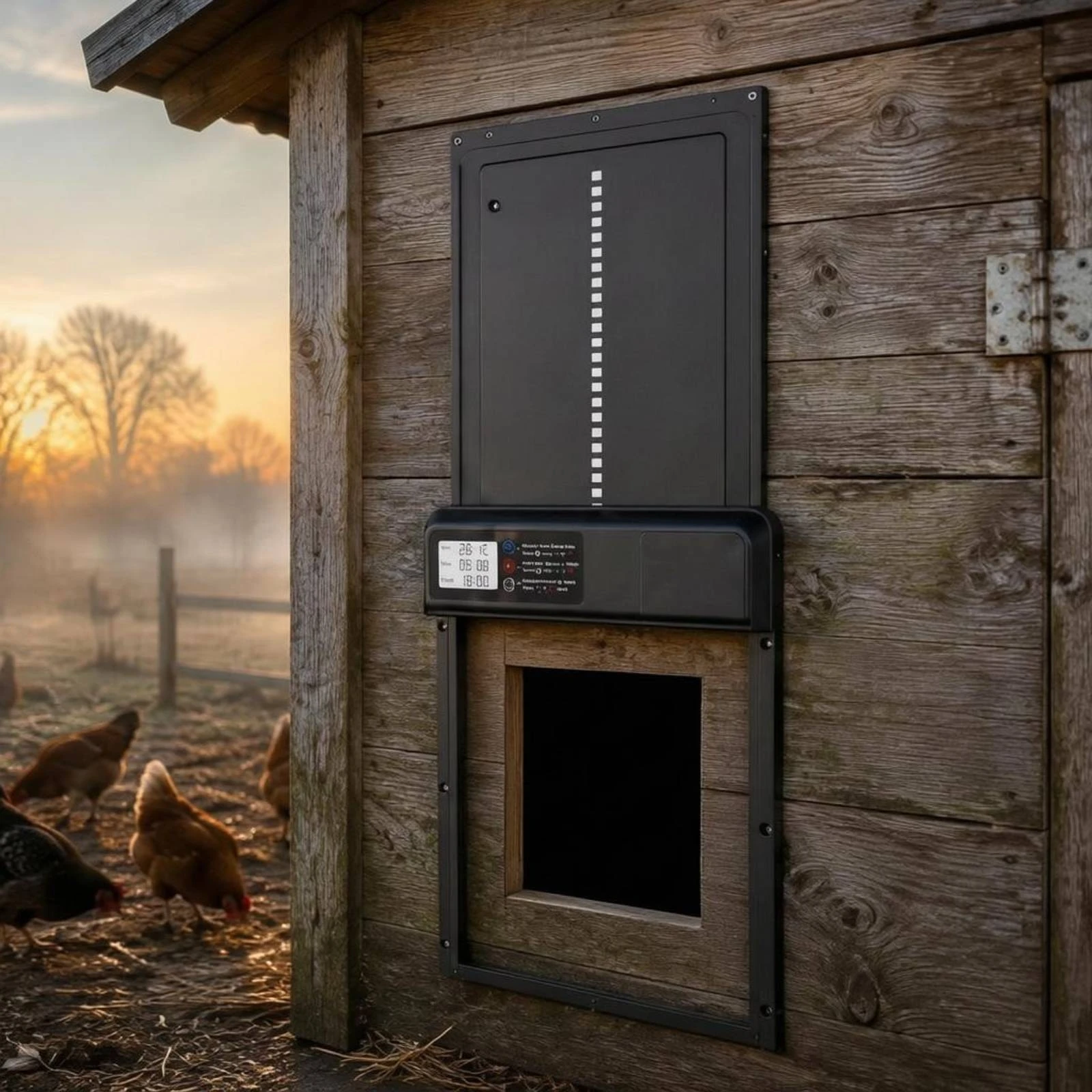 Automatic Chicken Coop Door Weather Resistant Battery Powered Chicken Door Poultry Gate LCD Display ABS Plastic for Backyard
Automatic Chicken Coop Door Weather Resistant Battery Powered Chicken Door Poultry Gate LCD Display ABS Plastic for Backyard