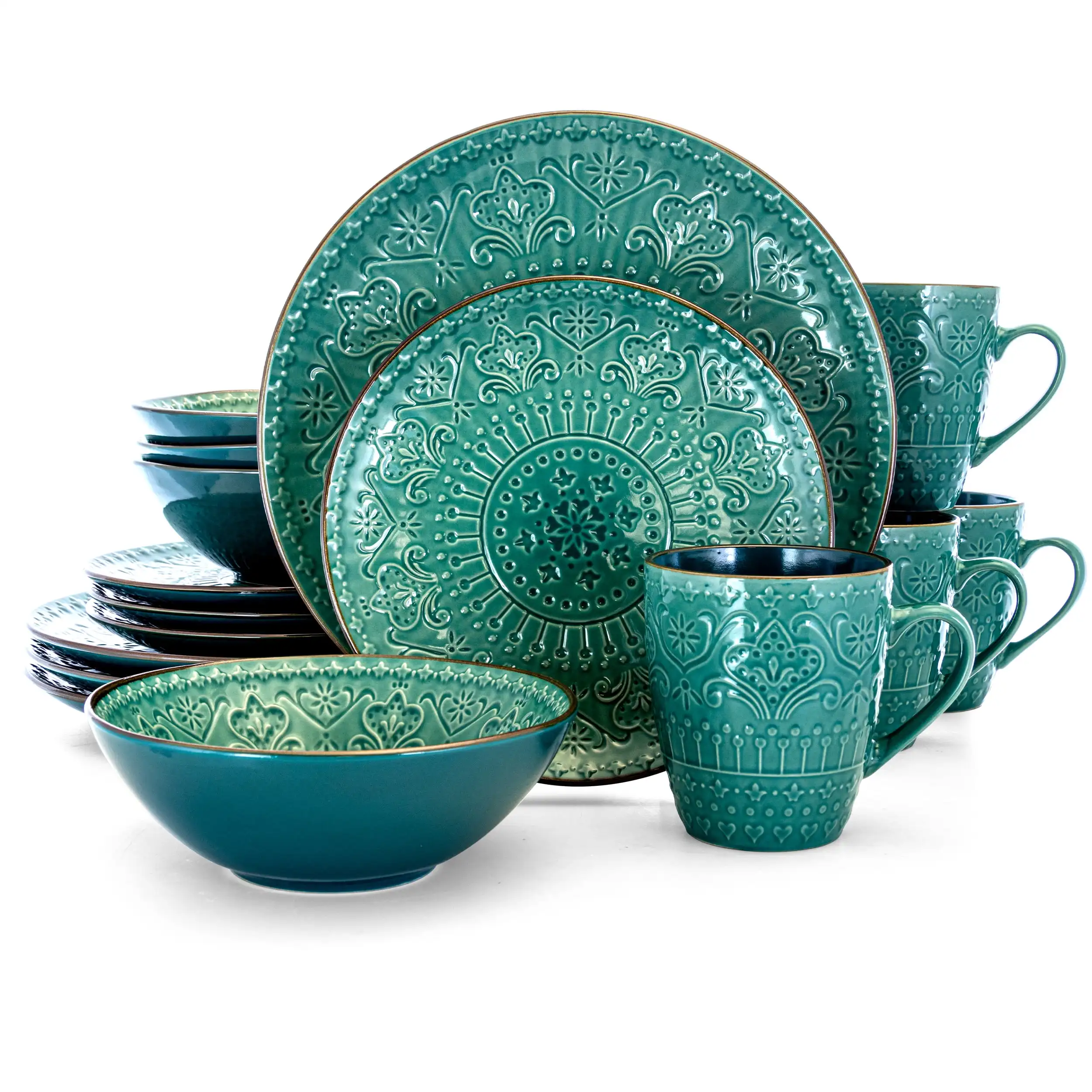 Sea Foam Mozaic 16 Piece Luxurious Stoneware Dinnerware with Complete Setting for 4
Sea Foam Mozaic 16 Piece Luxurious Stoneware Dinnerware with Complete Setting for 4