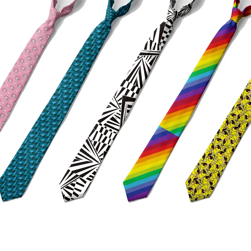 Mens Ties Soft Skinny Necktie Lips Stripe Duck Rainbow Patten Print Ties For Men Women Wedding Party Accessories
Mens Ties Soft Skinny Necktie Lips Stripe Duck Rainbow Patten Print Ties For Men Women Wedding Party Accessories