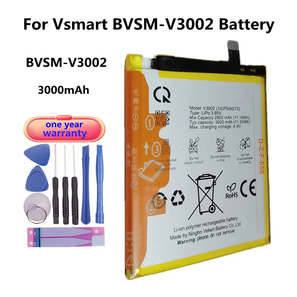 3000mAh BVSM V3002 Phone Battery For VSMART BVSM-V3002 BVSMV3002 Battery Bateria Batteries Fast Shipping In Stock + Tools
3000mAh BVSM V3002 Phone Battery For VSMART BVSM-V3002 BVSMV3002 Battery Bateria Batteries Fast Shipping In Stock + Tools