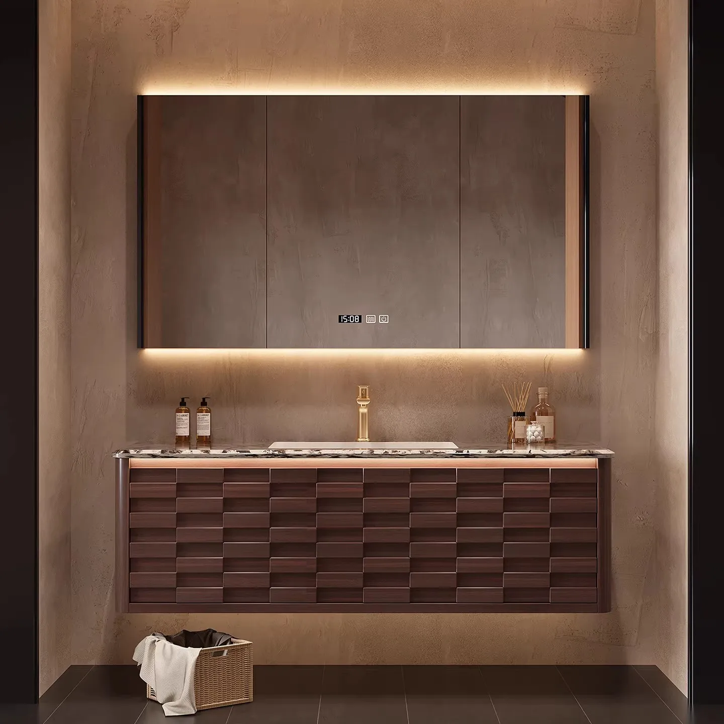 Итальянский шкаф для ванной в стиле лайт-люкс, комбинация из дуба, роскошная каменная двойная раковина для ванной комнаты
Итальянский шкаф для ванной в стиле лайт-люкс, комбинация из дуба, роскошная каменная двойная раковина для ванной комнаты