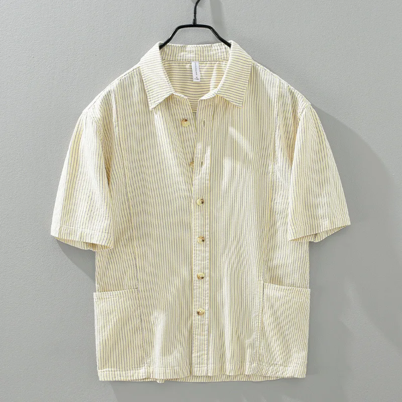 Summer cotton high-grade Japanese style short-sleeved shirt men's casual shirt men's loose striped large size jacket
Summer cotton high-grade Japanese style short-sleeved shirt men's casual shirt men's loose striped large size jacket