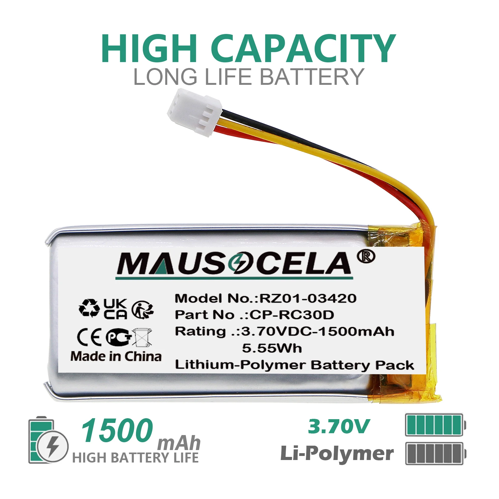 1500mAh Keyboard,Mouse For RAZER:CP-RC30D,NAGA PRO,RZ01-03420,RZ01-034200100,BASILISK ULTIMATE,RC30-031701,Li-Polymer,3.70V
1500mAh Keyboard,Mouse For RAZER:CP-RC30D,NAGA PRO,RZ01-03420,RZ01-034200100,BASILISK ULTIMATE,RC30-031701,Li-Polymer,3.70V