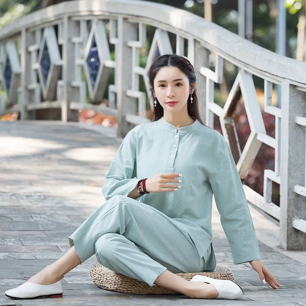 Yourqipao, летние хлопковые и льняные топы в стиле ретро в китайском стиле с пряжкой, топы для практики тай-чи, дзен, свободная чайная одежда, комплекты брюк для женщин
Yourqipao, летние хлопковые и льняные топы в стиле ретро в китайском стиле с пряжкой, топы для практики тай-чи, дзен, свободная чайная одежда, комплекты брюк для женщин