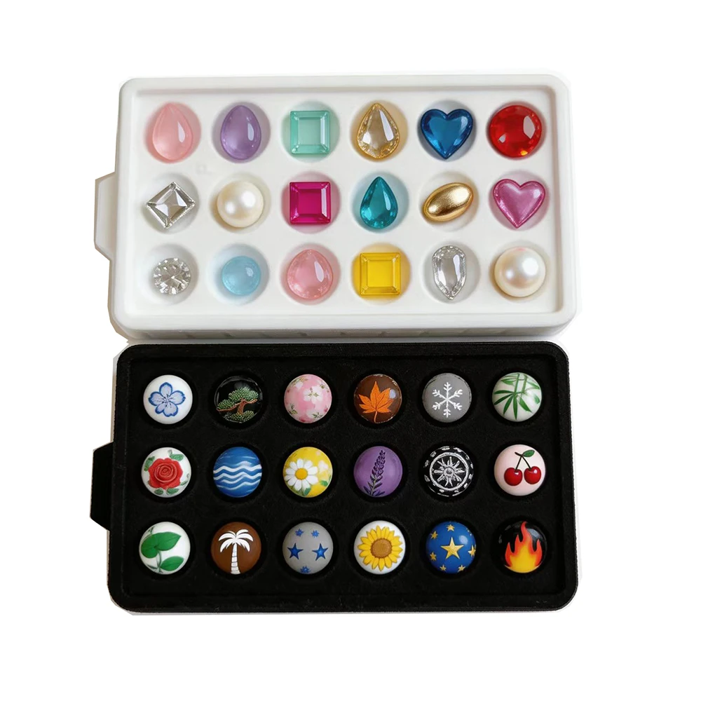 Round Diamond Storage Box 18 Grids Gemstone Jewelry Display Case Bare Stone Holder Tray 13-14mm Beads Gems Packaging Showcase
Round Diamond Storage Box 18 Grids Gemstone Jewelry Display Case Bare Stone Holder Tray 13-14mm Beads Gems Packaging Showcase