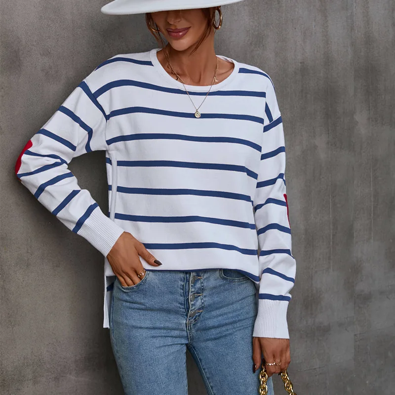 2025 Large sweater women's autumn winter New Stripe elbow love sweater round neck Pullover Sweater
2025 Large sweater women's autumn winter New Stripe elbow love sweater round neck Pullover Sweater