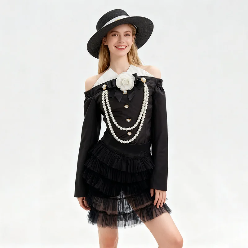 Women's Off-Shoulder Slim Fit Jacket Coat Fashionable Elegant Socialite Style Autumn Black
Women's Off-Shoulder Slim Fit Jacket Coat Fashionable Elegant Socialite Style Autumn Black