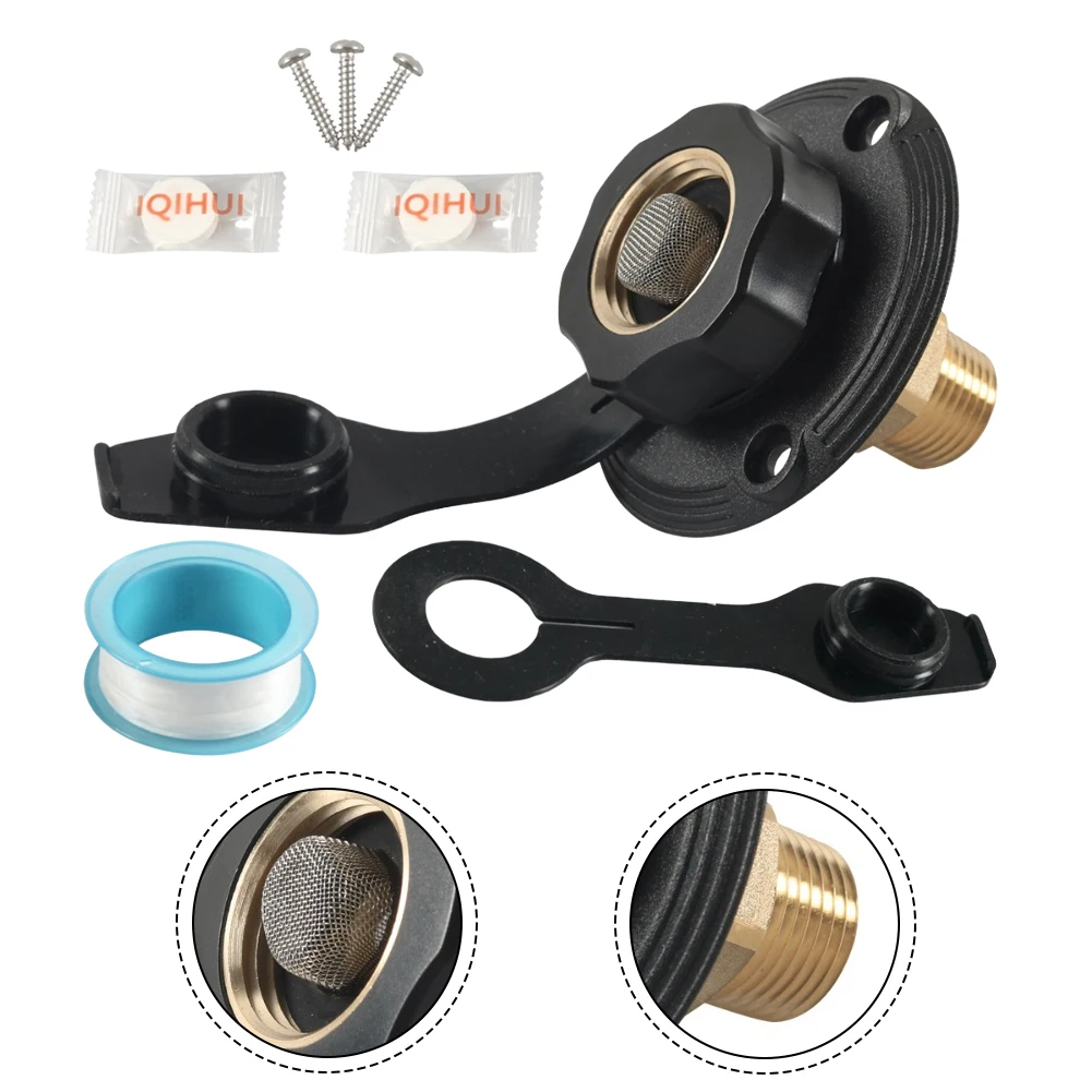 RV Water Inlet Connector Kit 3/4 NH Female 1/2 NPT Male with Check Valve for City Water Line and Campground Hookups
RV Water Inlet Connector Kit 3/4 NH Female 1/2 NPT Male with Check Valve for City Water Line and Campground Hookups