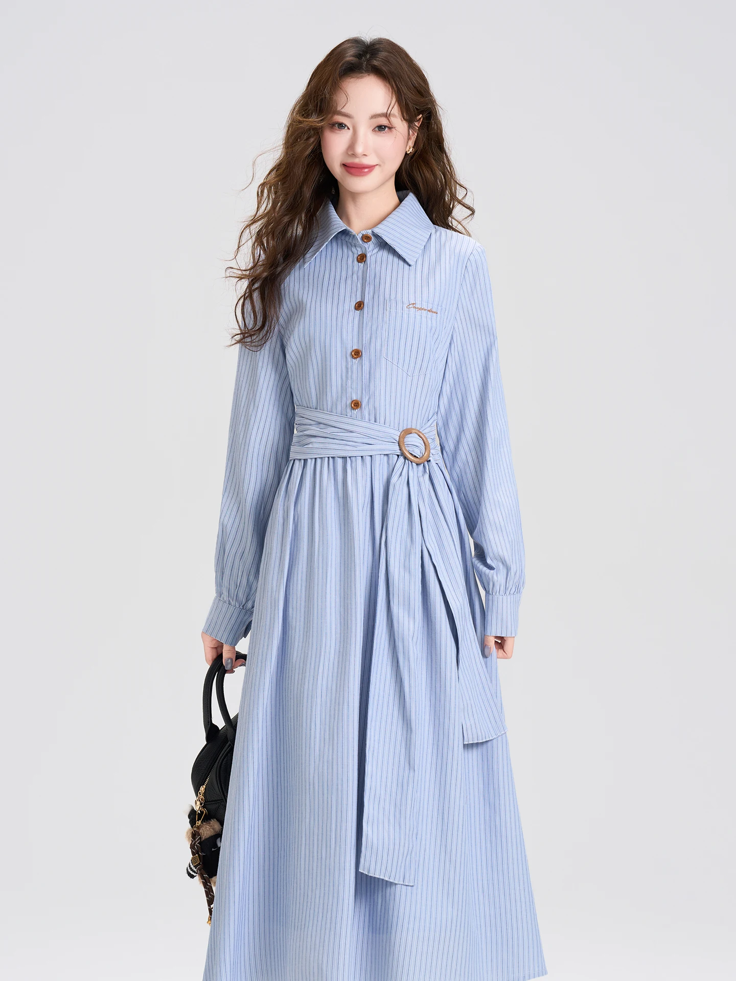 Blue Striped Long Sleeve Shirt Dress Women's Formal Interview Spring New Style Commuter College Style High Waist A-Line Skirt
Blue Striped Long Sleeve Shirt Dress Women's Formal Interview Spring New Style Commuter College Style High Waist A-Line Skirt