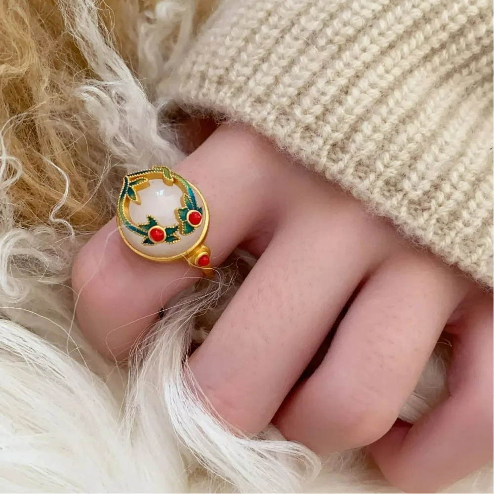 Boho Style Handpainted Enamel Drop Glaze Inlaid Natural Stone Ring Chinese Style Light Luxury Versatile Open Index Finger Ring
Boho Style Handpainted Enamel Drop Glaze Inlaid Natural Stone Ring Chinese Style Light Luxury Versatile Open Index Finger Ring
