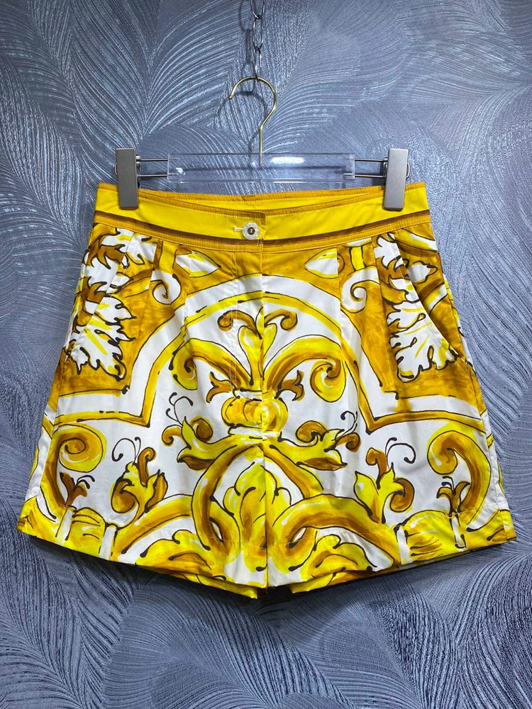 SEQINYY 100% Cotton Shorts Summer Spring New Fashion Design Women Runway Pockets Vintage Yellow Flower Print Casual Holiday
SEQINYY 100% Cotton Shorts Summer Spring New Fashion Design Women Runway Pockets Vintage Yellow Flower Print Casual Holiday