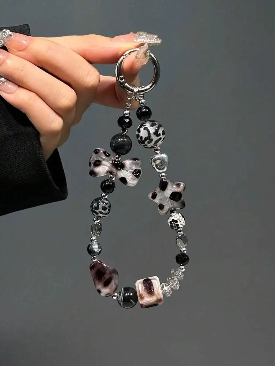 DIY Phone Lanyard With Beaded Star Bow Charm Black Transparent Decorative Strap For Women
DIY Phone Lanyard With Beaded Star Bow Charm Black Transparent Decorative Strap For Women