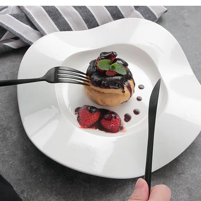 Simple and Irregular French Dessert Cake Plate Wave Western Put Food Steak Salad Kitchen Ceramic Snack
Simple and Irregular French Dessert Cake Plate Wave Western Put Food Steak Salad Kitchen Ceramic Snack