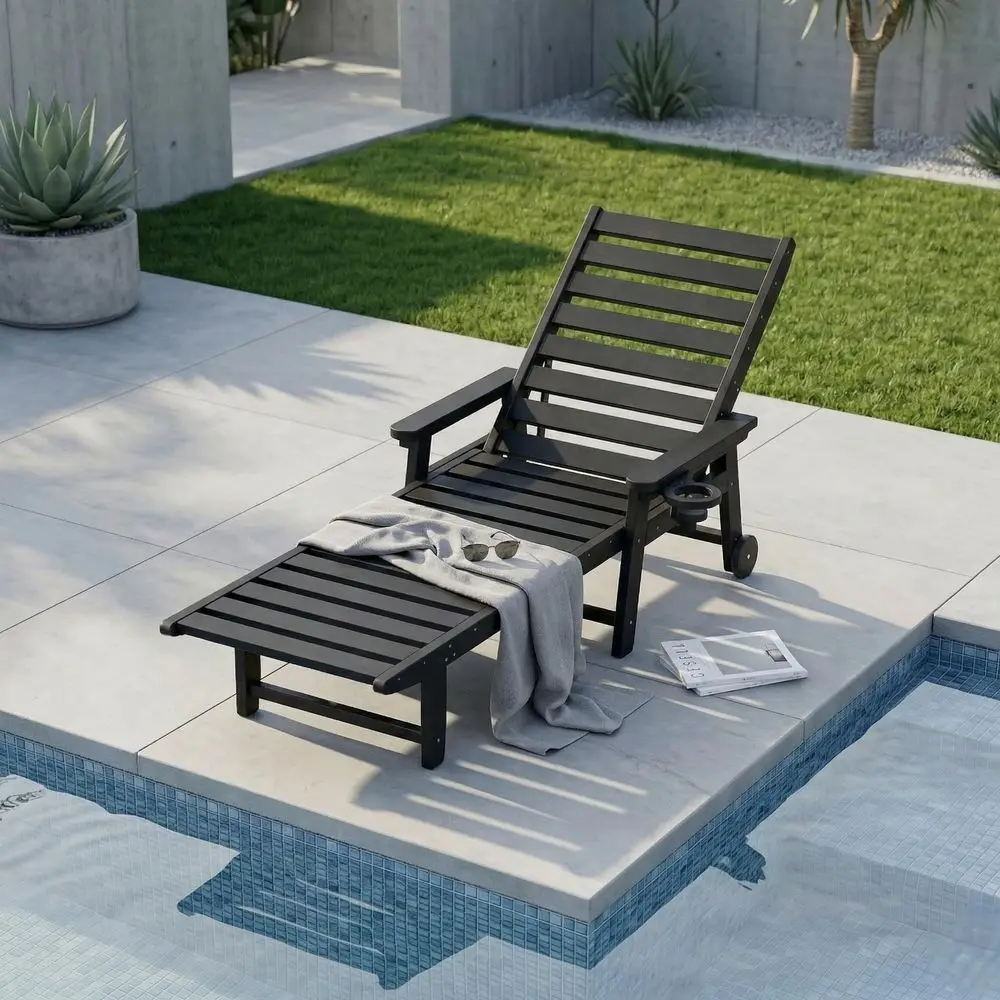 Adjustable Lounge Chair Outdoor, HDPE Outdoor Chaise Lounge with Cup Holder amp Wheels, Pool Lounge Chairs for Poolside, Beach,
Adjustable Lounge Chair Outdoor, HDPE Outdoor Chaise Lounge with Cup Holder amp Wheels, Pool Lounge Chairs for Poolside, Beach,
