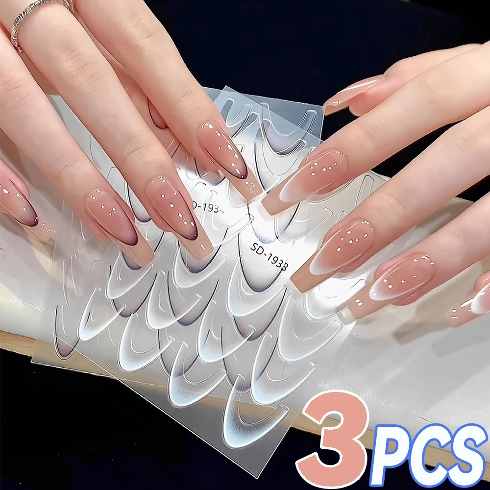 3PCS French Gradient Nail Sticker 3D DIY Crescent Design Nail Decal Stencil Manicure Guides for Girl Nail Slider Decoration
3PCS French Gradient Nail Sticker 3D DIY Crescent Design Nail Decal Stencil Manicure Guides for Girl Nail Slider Decoration