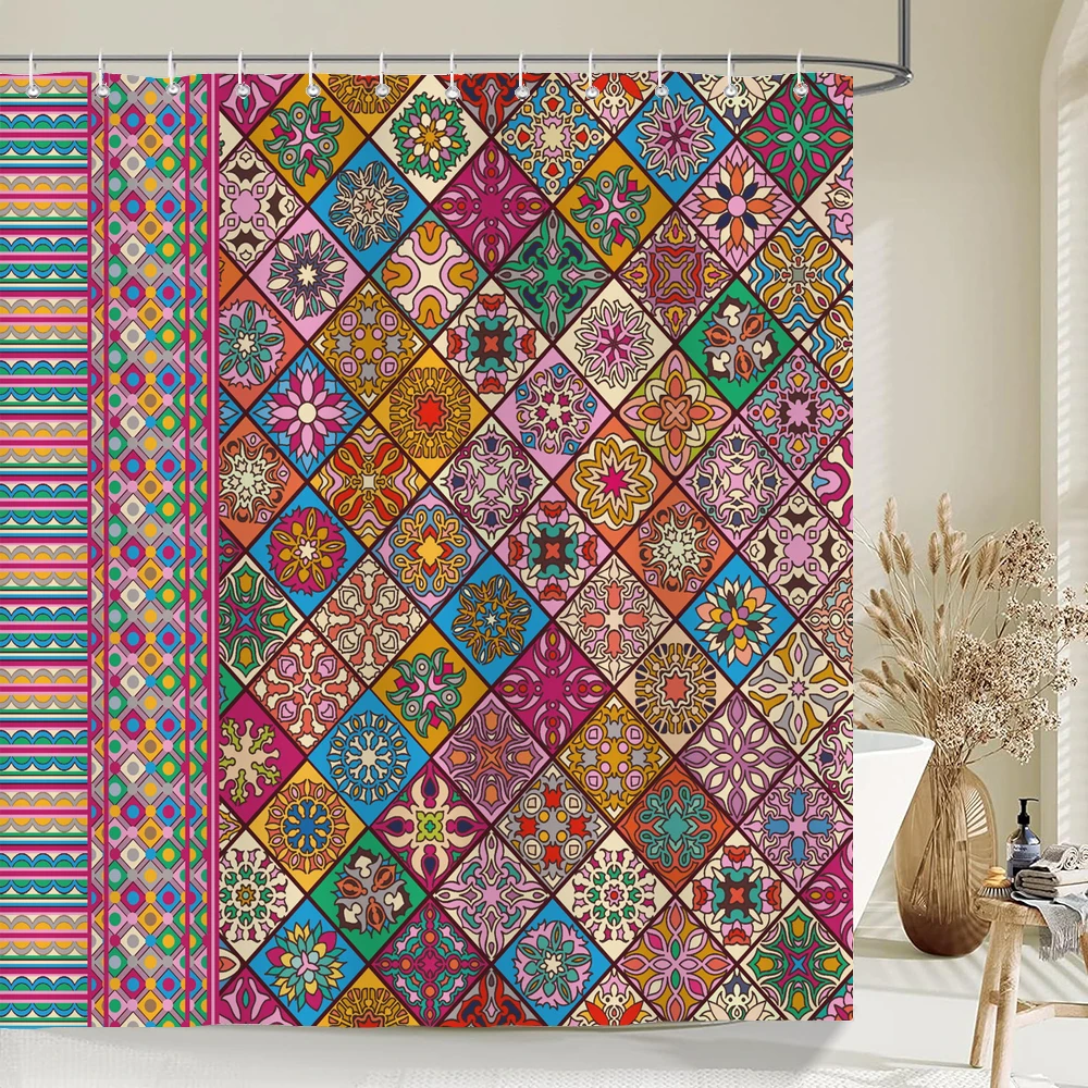 1 pack of Bohemian pattern shower curtain waterproof cloth bathroom curtain bathroom water-blocking partition decorative curtain
1 pack of Bohemian pattern shower curtain waterproof cloth bathroom curtain bathroom water-blocking partition decorative curtain