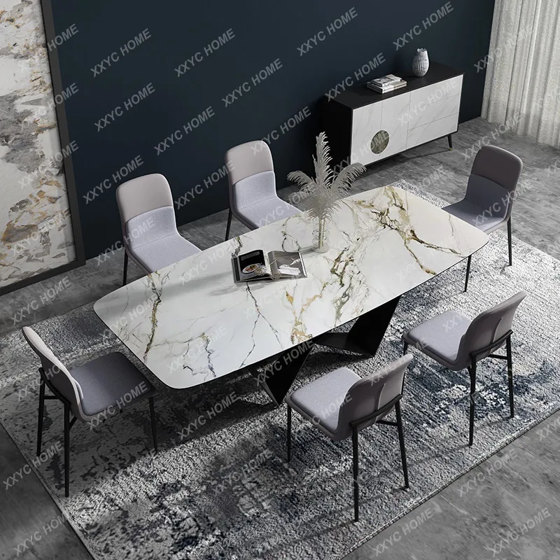 LX rock slab dining table Modern simple household small apartment rectangular light luxury marble dining table
LX rock slab dining table Modern simple household small apartment rectangular light luxury marble dining table