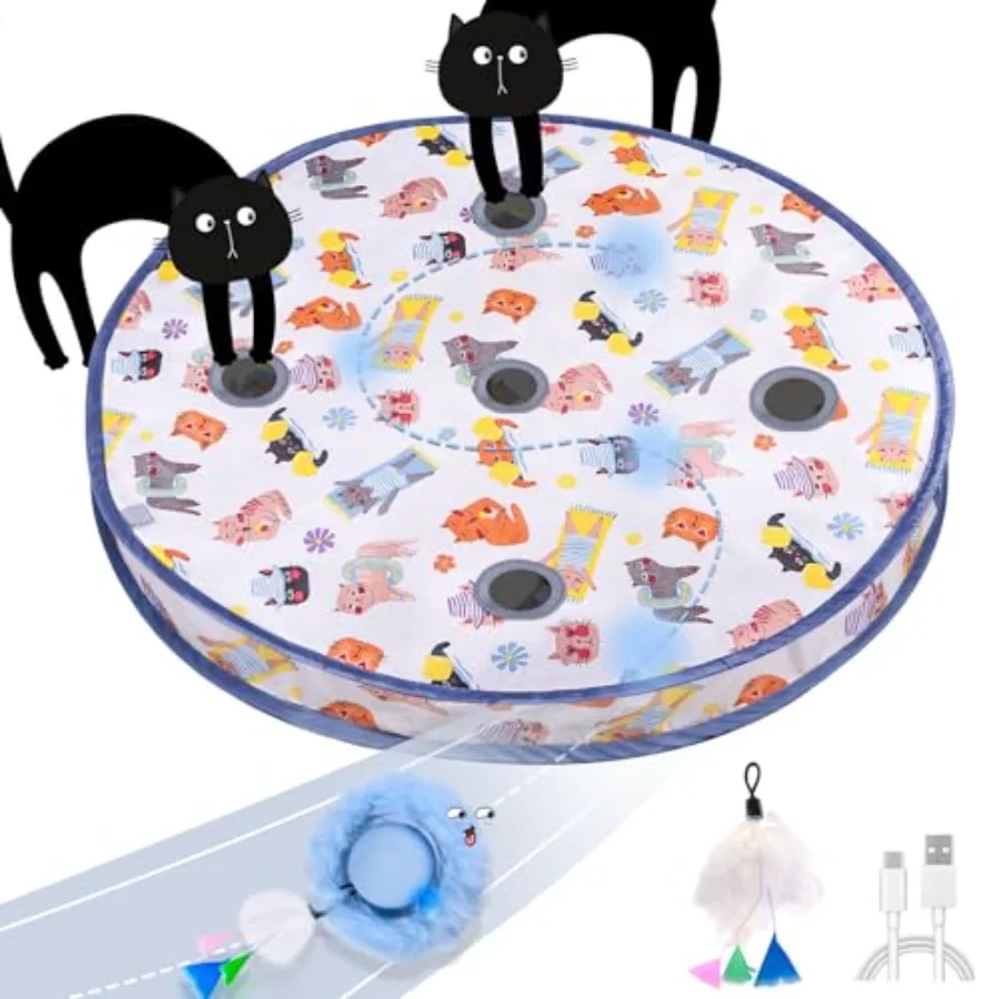 Interactive Cat Toy Ball Automatic Fast Rolling with Motion Chirping 5-Hole Mat Mouse Catching Game in Pouch for Indoor Cats Gr
Interactive Cat Toy Ball Automatic Fast Rolling with Motion Chirping 5-Hole Mat Mouse Catching Game in Pouch for Indoor Cats Gr