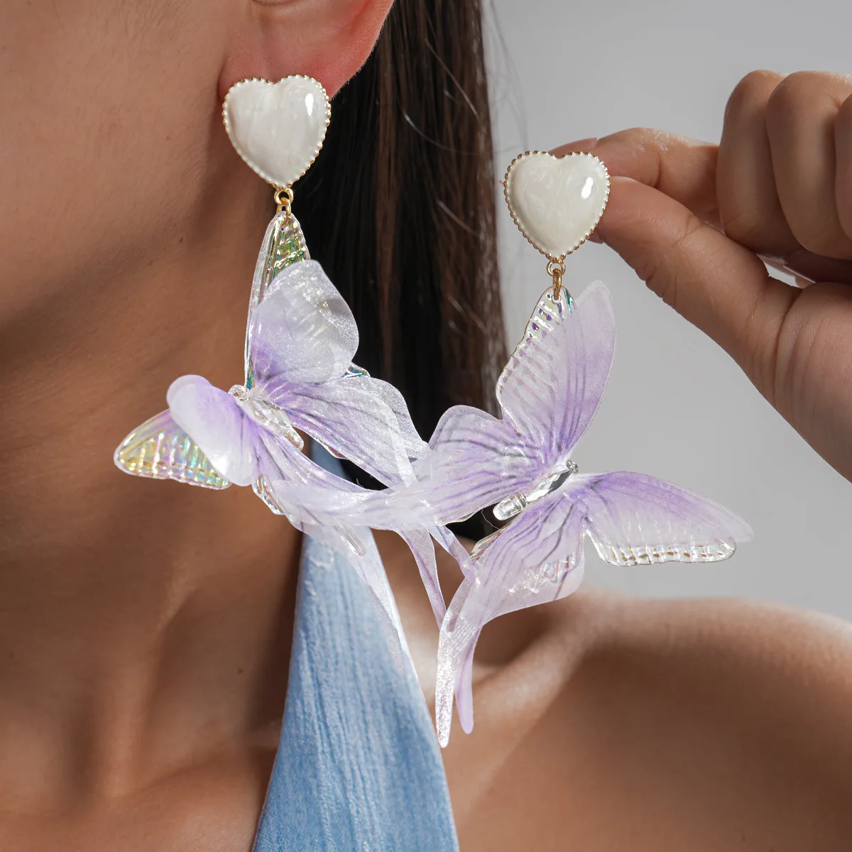 Fairy Bohemian Gradient Purple Multi-layer Fabric Butterfly Drop Earrings Enamel Acrylic Heart Ear Drops Women Jewelry Vacation
Fairy Bohemian Gradient Purple Multi-layer Fabric Butterfly Drop Earrings Enamel Acrylic Heart Ear Drops Women Jewelry Vacation