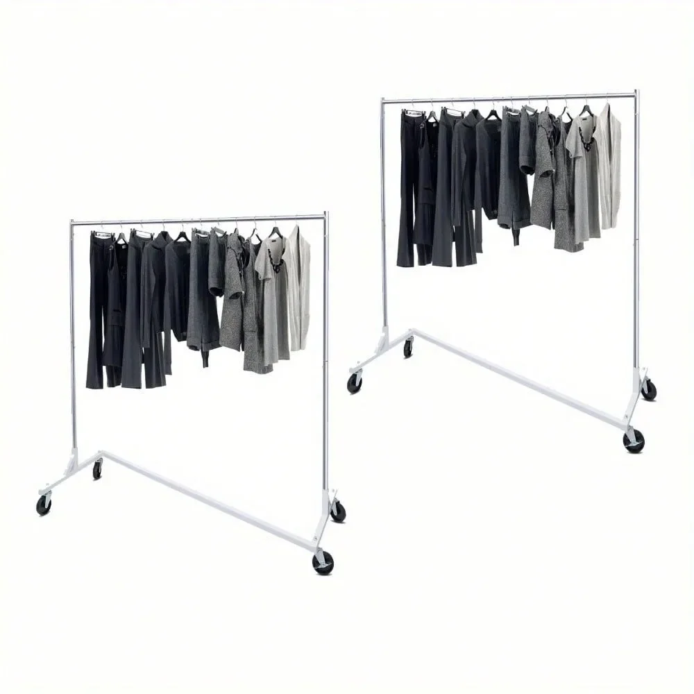 2PCS Commercial Clothing Rack w/ Wheels Collapsible Rolling Garment Clothes Rack
2PCS Commercial Clothing Rack w/ Wheels Collapsible Rolling Garment Clothes Rack