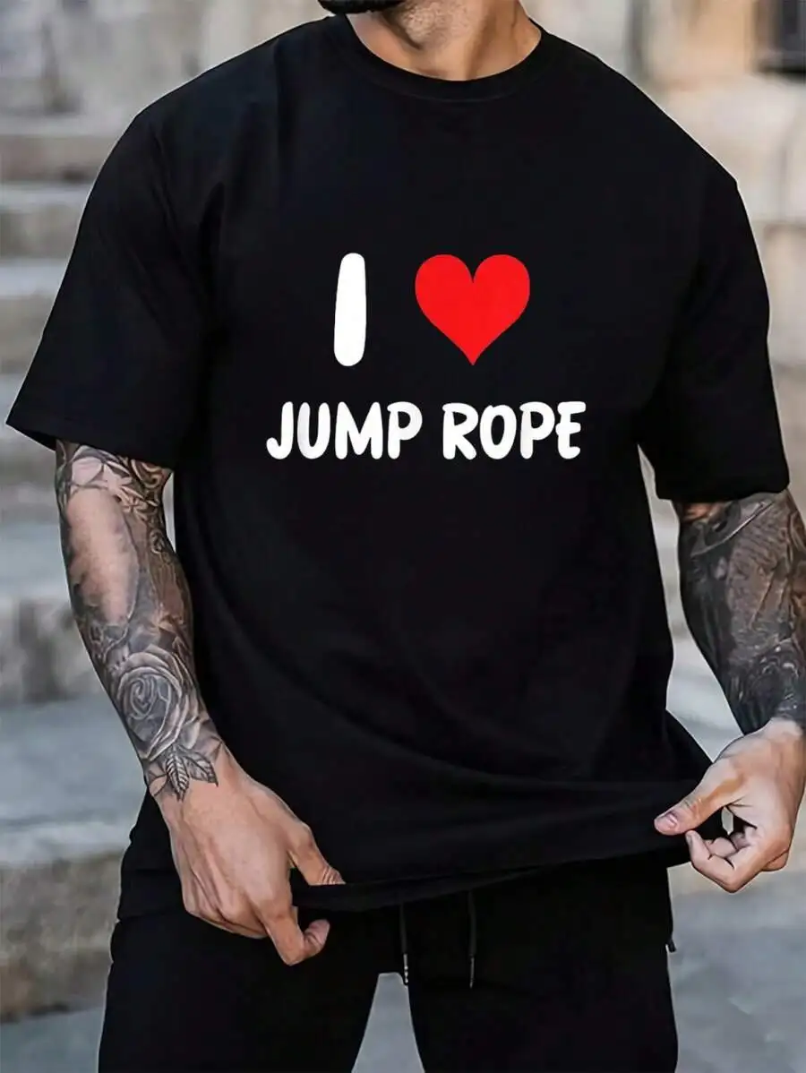 I Love Jump Rope Heart Print Cotton T-Shirt Mens Black Crew Neck Short Sleeve Casual Tee
I Love Jump Rope Heart Print Cotton T-Shirt Mens Black Crew Neck Short Sleeve Casual Tee