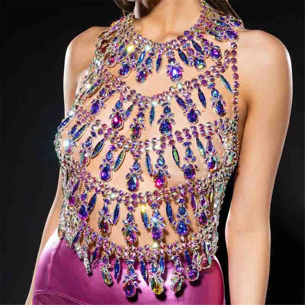 Luxury AB Color Big Gem Crystal Pendant Body Chain Sexy Fashion Multilayered Rhinestone Bra Top Ladies Body Jewelry Accessories
Luxury AB Color Big Gem Crystal Pendant Body Chain Sexy Fashion Multilayered Rhinestone Bra Top Ladies Body Jewelry Accessories