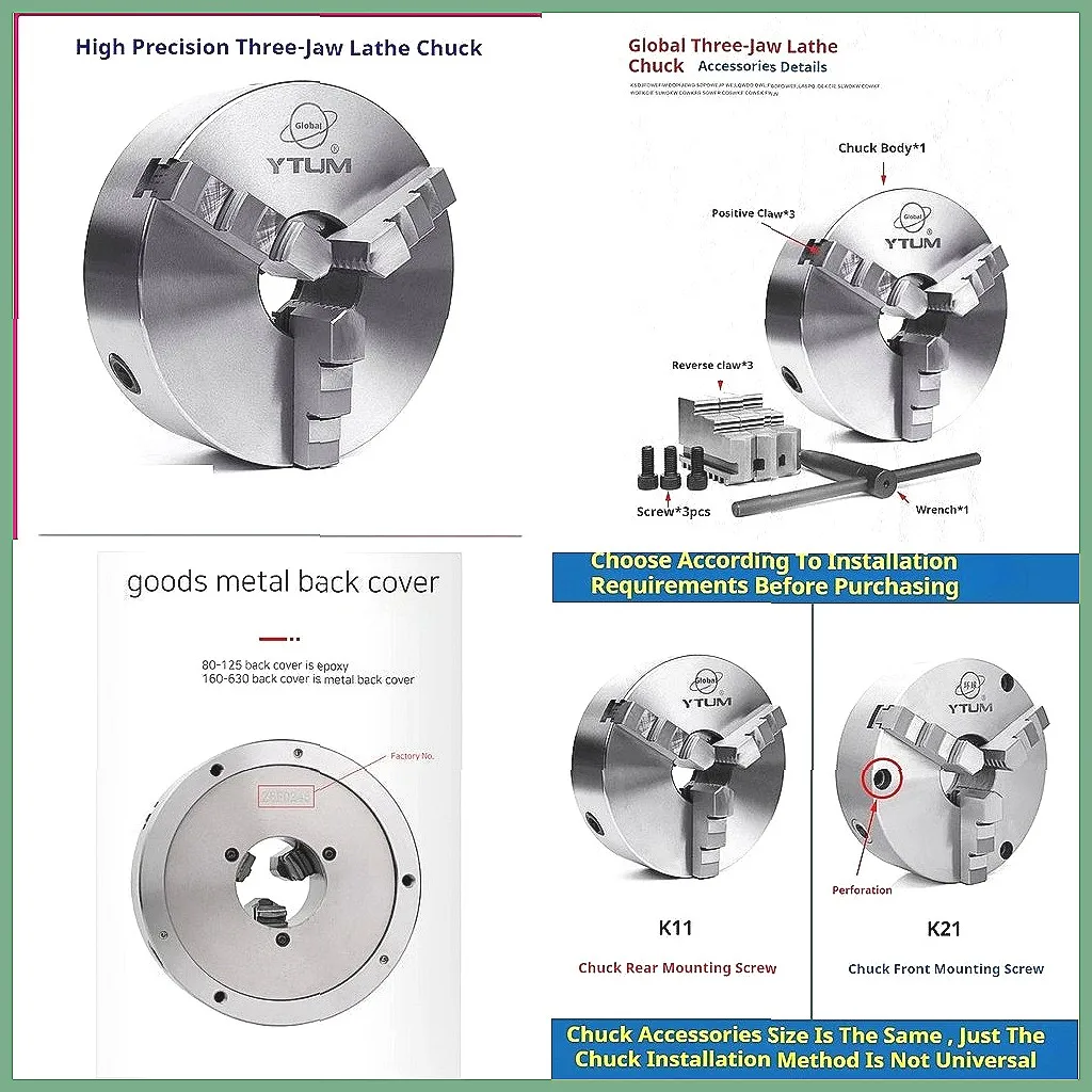 80mm Self-Centering 3-Jaw Manual Lathe Chuck, 2 Sets of Jaws, High Precision & Durable for Metalworking
80mm Self-Centering 3-Jaw Manual Lathe Chuck, 2 Sets of Jaws, High Precision & Durable for Metalworking