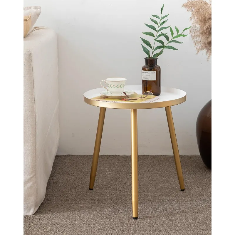 Side Table: End Table for Any Room - Round Side Tables for Small Spaces - White Top with 3 Gold Legged
Side Table: End Table for Any Room - Round Side Tables for Small Spaces - White Top with 3 Gold Legged