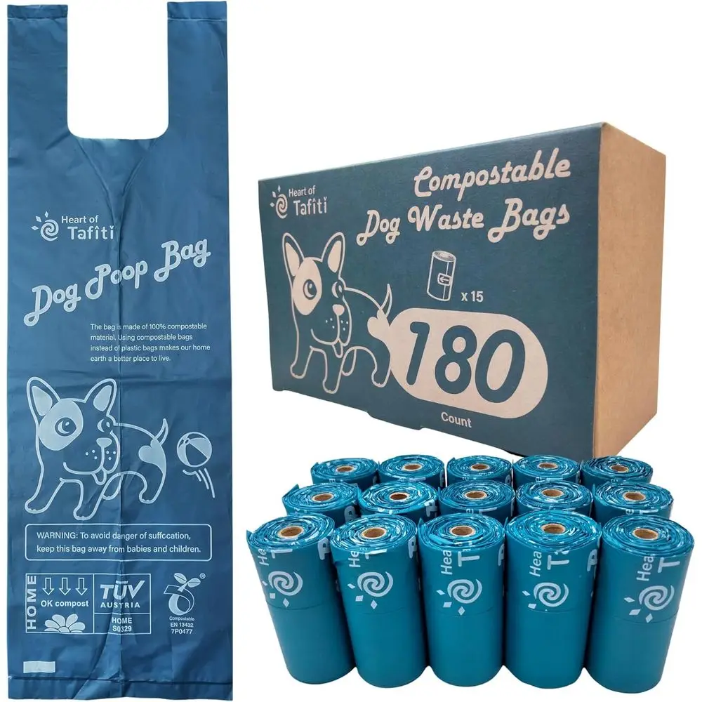 180 Count Thick Eco-Friendly Compostable Dog Waste Bags with Handles, 9x13 inches
180 Count Thick Eco-Friendly Compostable Dog Waste Bags with Handles, 9x13 inches