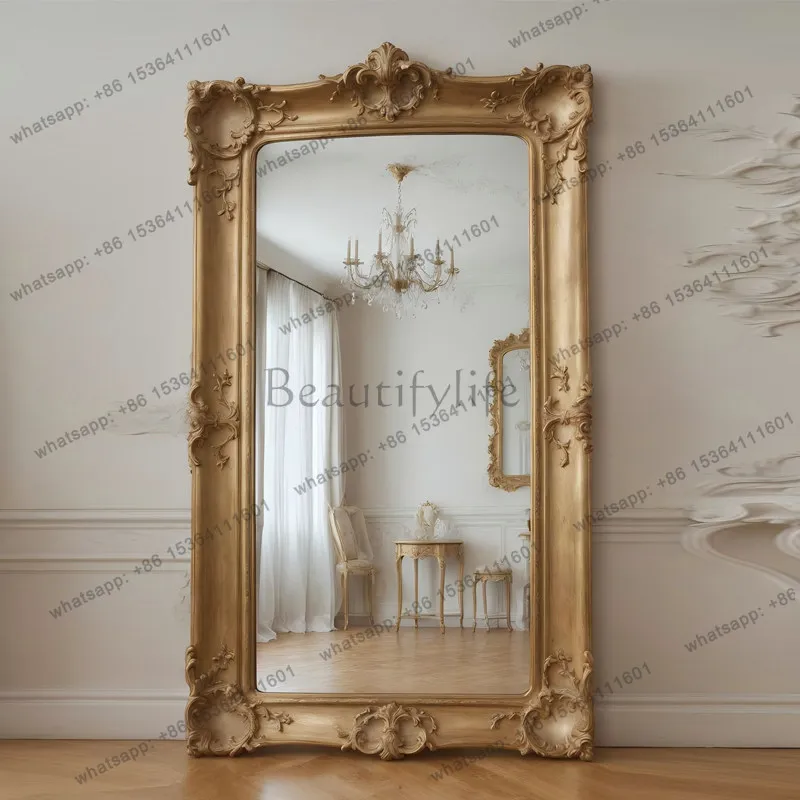 European carved floor mirror retro villa cloakroom light luxury French floor fitting mirror
European carved floor mirror retro villa cloakroom light luxury French floor fitting mirror