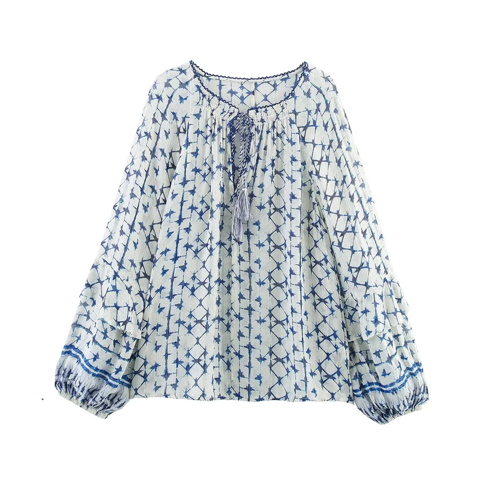 BSK&TRAF2025Summer New Women's Wear Metallic Line Printing Round Neck Casual Simple Loose Long Sleeve Shirt Blouse
BSK&TRAF2025Summer New Women's Wear Metallic Line Printing Round Neck Casual Simple Loose Long Sleeve Shirt Blouse