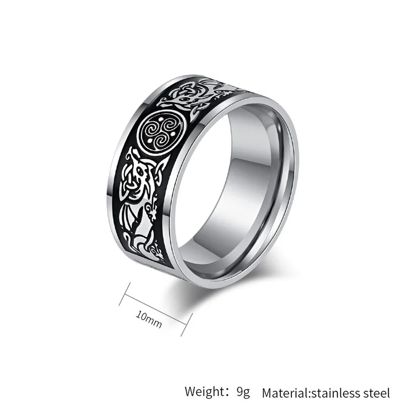 10MM Vintage Celtic Knot Wolf Style Wedding Band Stainless Steel Cocktail Party Biker Ring Accessories
10MM Vintage Celtic Knot Wolf Style Wedding Band Stainless Steel Cocktail Party Biker Ring Accessories