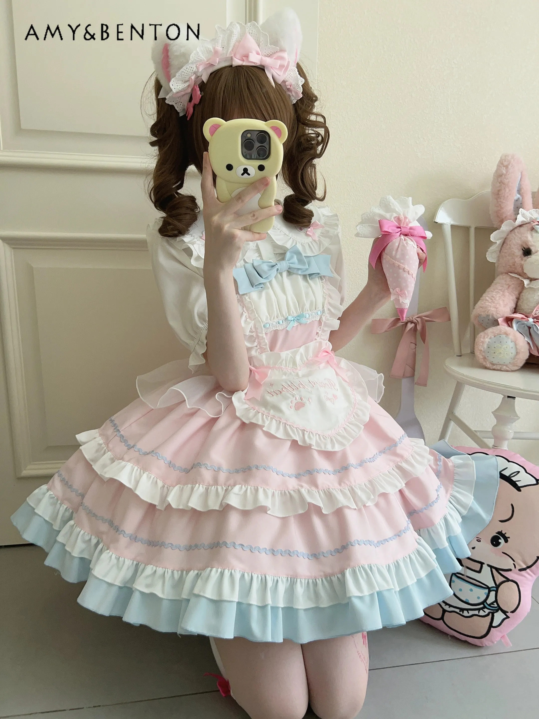 Summer New Women's Blue Pink Sweet Cute Strap Lolita Dress for Banquet Birthday Daily Wear White Letter Embroidery Apron
Summer New Women's Blue Pink Sweet Cute Strap Lolita Dress for Banquet Birthday Daily Wear White Letter Embroidery Apron