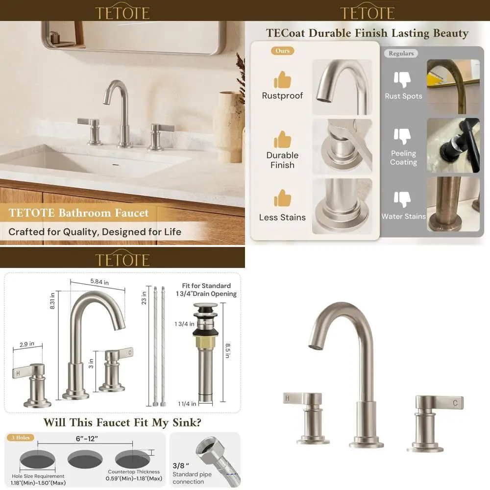 8 широко распространенных смесителей для раковины из матового никеля с 3 отверстиями, 2 ручками, поворотным изливом и выдвижным сливом без утечек
8 широко распространенных смесителей для раковины из матового никеля с 3 отверстиями, 2 ручками, поворотным изливом и выдвижным сливом без утечек