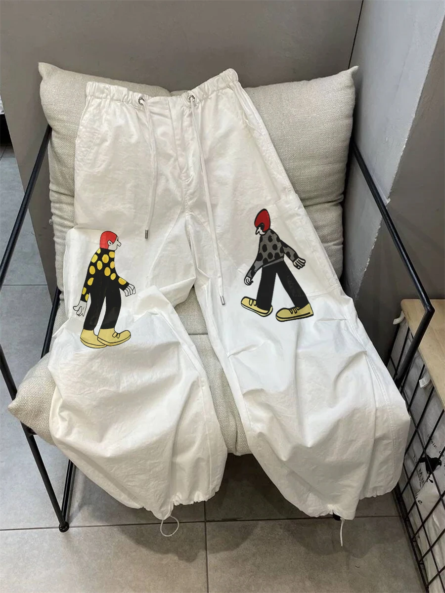 Ретро-брюки в американском стиле с принтом, унисекс, летние, тонкие, с высокой талией, свободные, на шнурке, широкие штанины
Ретро-брюки в американском стиле с принтом, унисекс, летние, тонкие, с высокой талией, свободные, на шнурке, широкие штанины