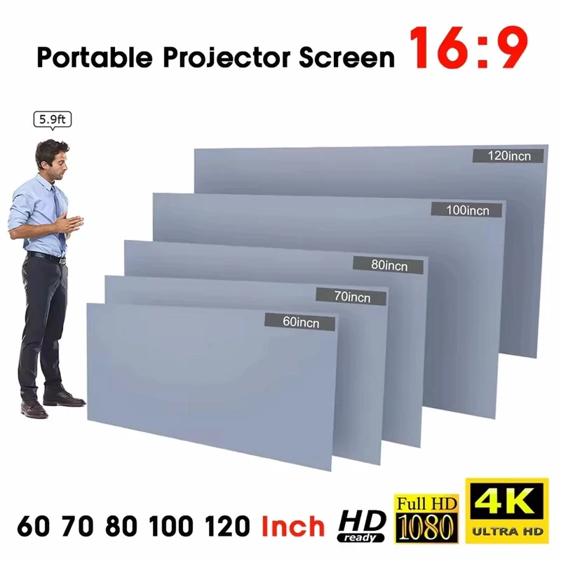 Anti-Light Portable Projector Screen Simple Curtain 60 70 80 100 120 Inches Projection Screens for Home Outdoor Office Projector
Anti-Light Portable Projector Screen Simple Curtain 60 70 80 100 120 Inches Projection Screens for Home Outdoor Office Projector