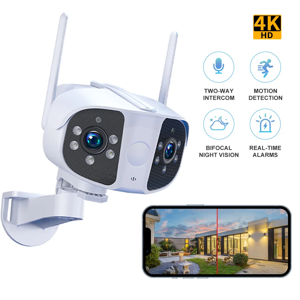 Outdoor Wireless IP Camera 4K HD Dual Lens Surveillance Wide Angle Home Security Human Detect CCTV Cam Night Vision Wifi Camera
Outdoor Wireless IP Camera 4K HD Dual Lens Surveillance Wide Angle Home Security Human Detect CCTV Cam Night Vision Wifi Camera