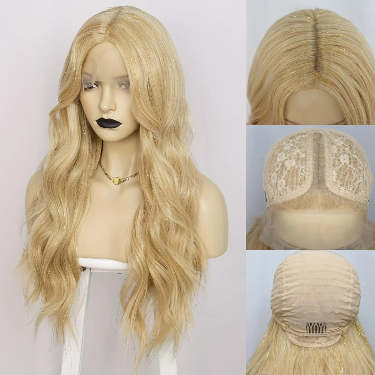 13*5*1 T-part Blonde Long Wavy Synthetic Lace Wig Mix Rainbow Glitter Tinsel Lace Front Wig, HD Lace Wig
13*5*1 T-part Blonde Long Wavy Synthetic Lace Wig Mix Rainbow Glitter Tinsel Lace Front Wig, HD Lace Wig