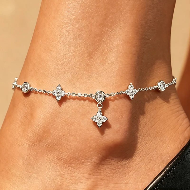 925 sterling silver Clover Design Ankle Bracelet for Women Dainty CZ Charm Chain Anklet Adjustable Lucky Flower Foot Jewelry
925 sterling silver Clover Design Ankle Bracelet for Women Dainty CZ Charm Chain Anklet Adjustable Lucky Flower Foot Jewelry