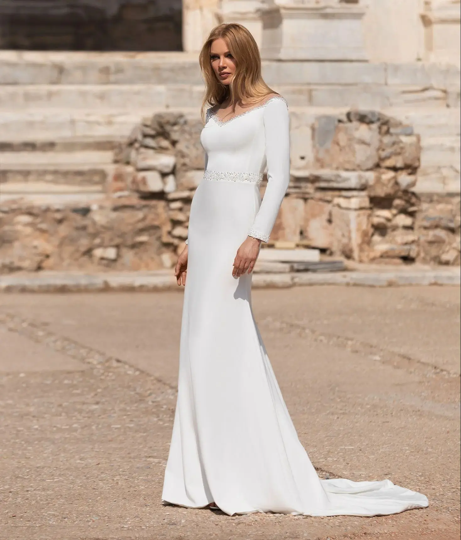 Vintage Pearls Long Sleeves Mermaid Wedding Dresses Elegant Luxurious Bodycon Formal Marriage Gowns High Quality Brides Dress
Vintage Pearls Long Sleeves Mermaid Wedding Dresses Elegant Luxurious Bodycon Formal Marriage Gowns High Quality Brides Dress