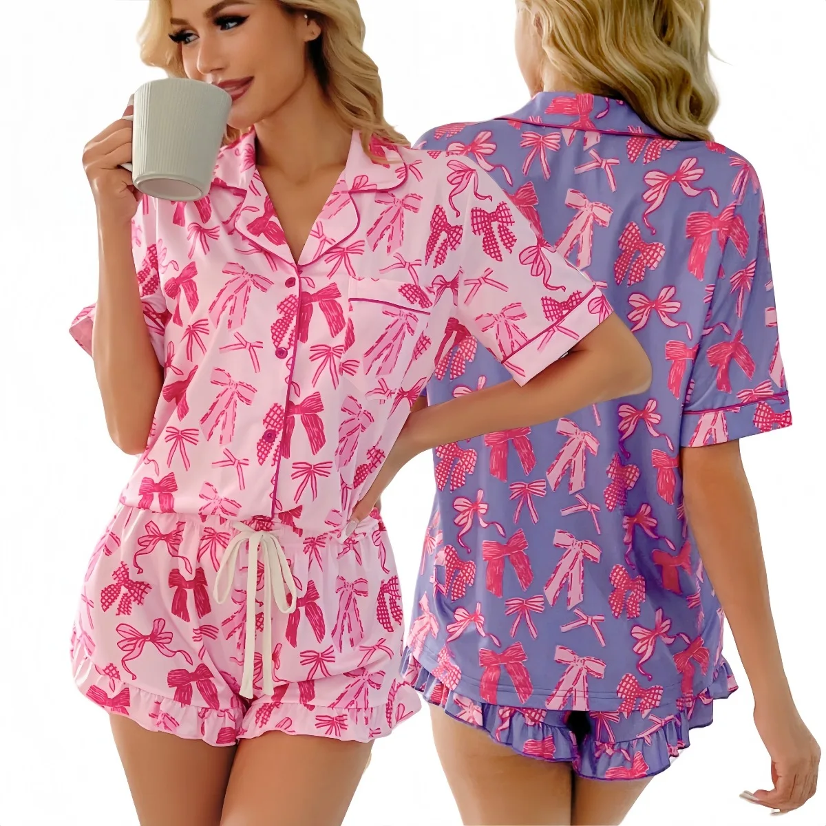 Женский домашний костюм из 2 предметов: шорты и футболка с коротким рукавом и принтом, удобная женская пижама с коротким рукавом
Женский домашний костюм из 2 предметов: шорты и футболка с коротким рукавом и принтом, удобная женская пижама с коротким рукавом