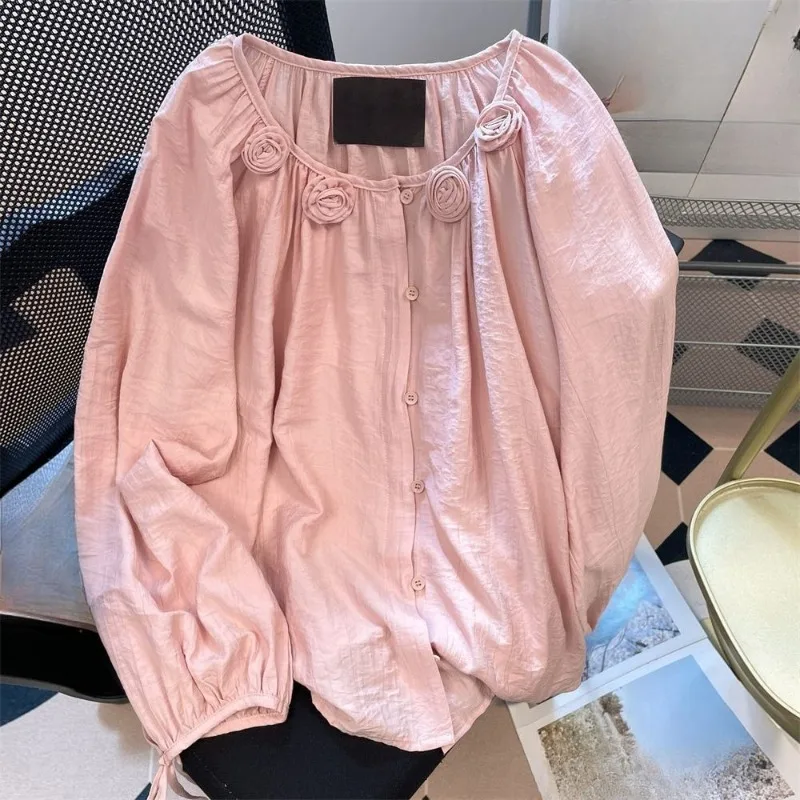 Sweet Flowers Blouses Solid Spring Autumn Korean Fashion Chic Blusas Feminina Elegant Vintage Minimalist Loose Camisas
Sweet Flowers Blouses Solid Spring Autumn Korean Fashion Chic Blusas Feminina Elegant Vintage Minimalist Loose Camisas