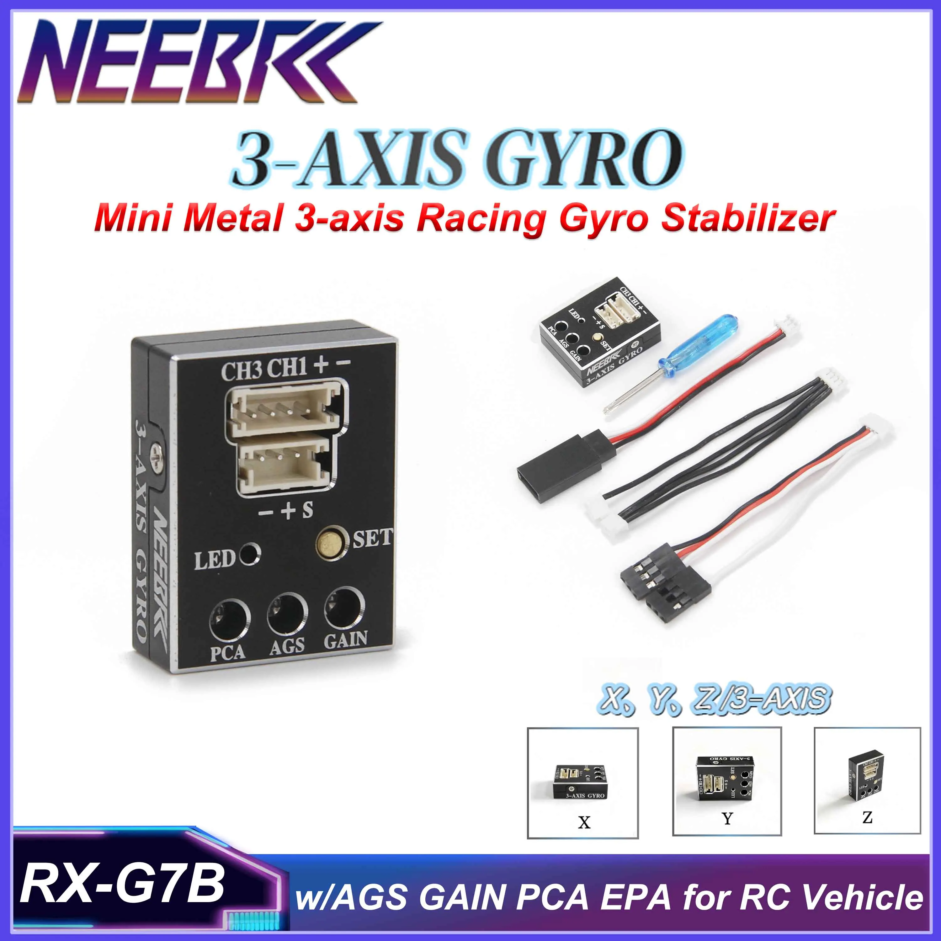 NEEBRC 3-осевой гоночный гироскоп RX-G7B, стабилизатор для дрифт-автомобиля, мини-металлический гироскоп AGS GAIN PCA EPA для радиоуправляемых деталей гоночного автомобиля
NEEBRC 3-осевой гоночный гироскоп RX-G7B, стабилизатор для дрифт-автомобиля, мини-металлический гироскоп AGS GAIN PCA EPA для радиоуправляемых деталей гоночного автомобиля
