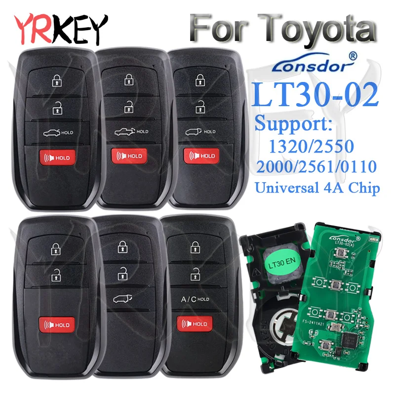 Lonsdor Smart Car Remote Key LT30-02 for Toyota Camry Corolla Allion Levin KH100+ K518 Support 2000 2550 2561 0110 1320 4A Chip 
Lonsdor Smart Car Remote Key LT30-02 for Toyota Camry Corolla Allion Levin KH100+ K518 Support 2000 2550 2561 0110 1320 4A Chip