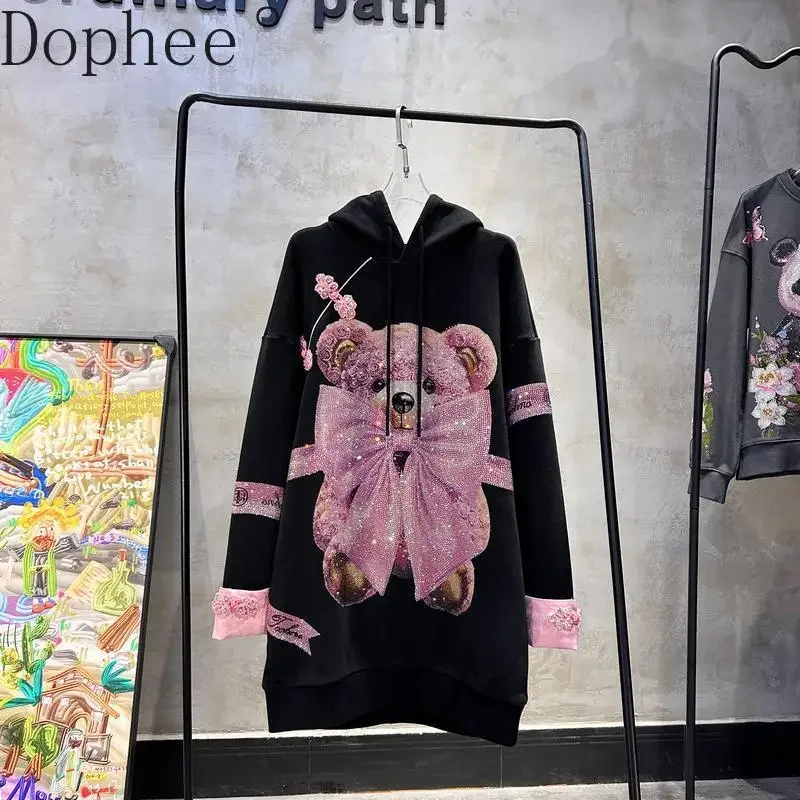 Chinese Style Luxury Frog Diamonds Sweater Dress 2025 New Spring Mid-long Hooded Pullover Top Hot Drilling Cute Bear Hoodies
Chinese Style Luxury Frog Diamonds Sweater Dress 2025 New Spring Mid-long Hooded Pullover Top Hot Drilling Cute Bear Hoodies
