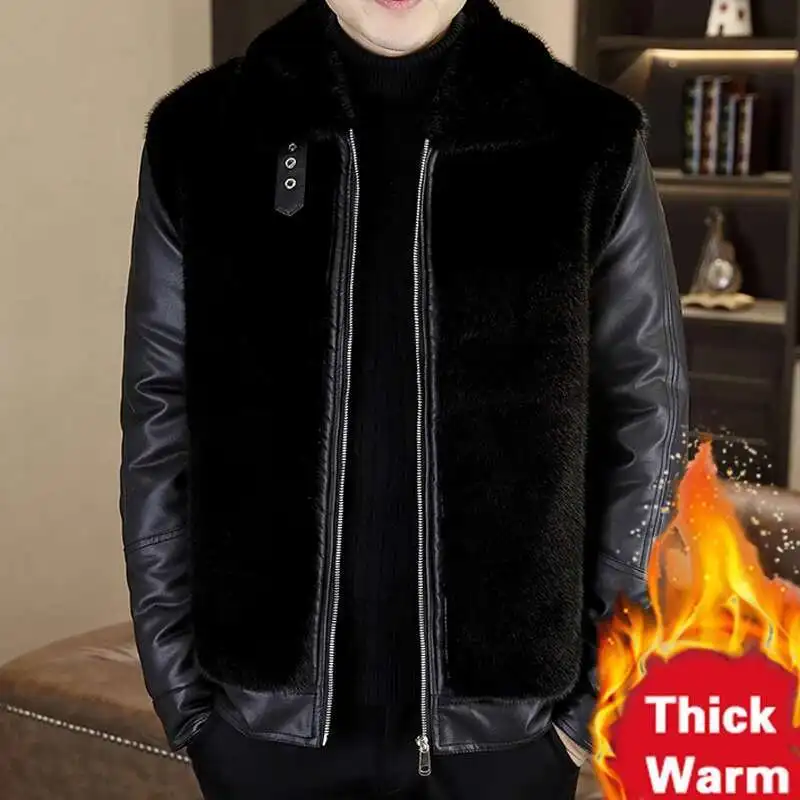 2024 Mink Fur Winter Patchwork Leather Men's Thick Fur Coat Men's Faux Leather Jacket Men Pu Chaqueta Cuero Jaqueta Motoqueiro
2024 Mink Fur Winter Patchwork Leather Men's Thick Fur Coat Men's Faux Leather Jacket Men Pu Chaqueta Cuero Jaqueta Motoqueiro