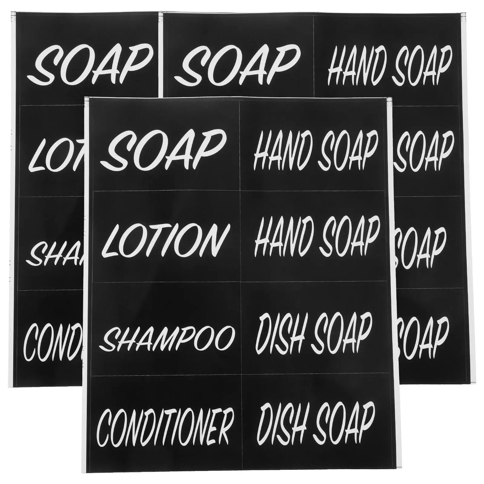 3 Sheets Waterproof Oil proof Black Bath Labels for Soap Bottles Shampoo Hand Wash PVC Adhesive Stickers ganize Bathroom
3 Sheets Waterproof Oil proof Black Bath Labels for Soap Bottles Shampoo Hand Wash PVC Adhesive Stickers ganize Bathroom
