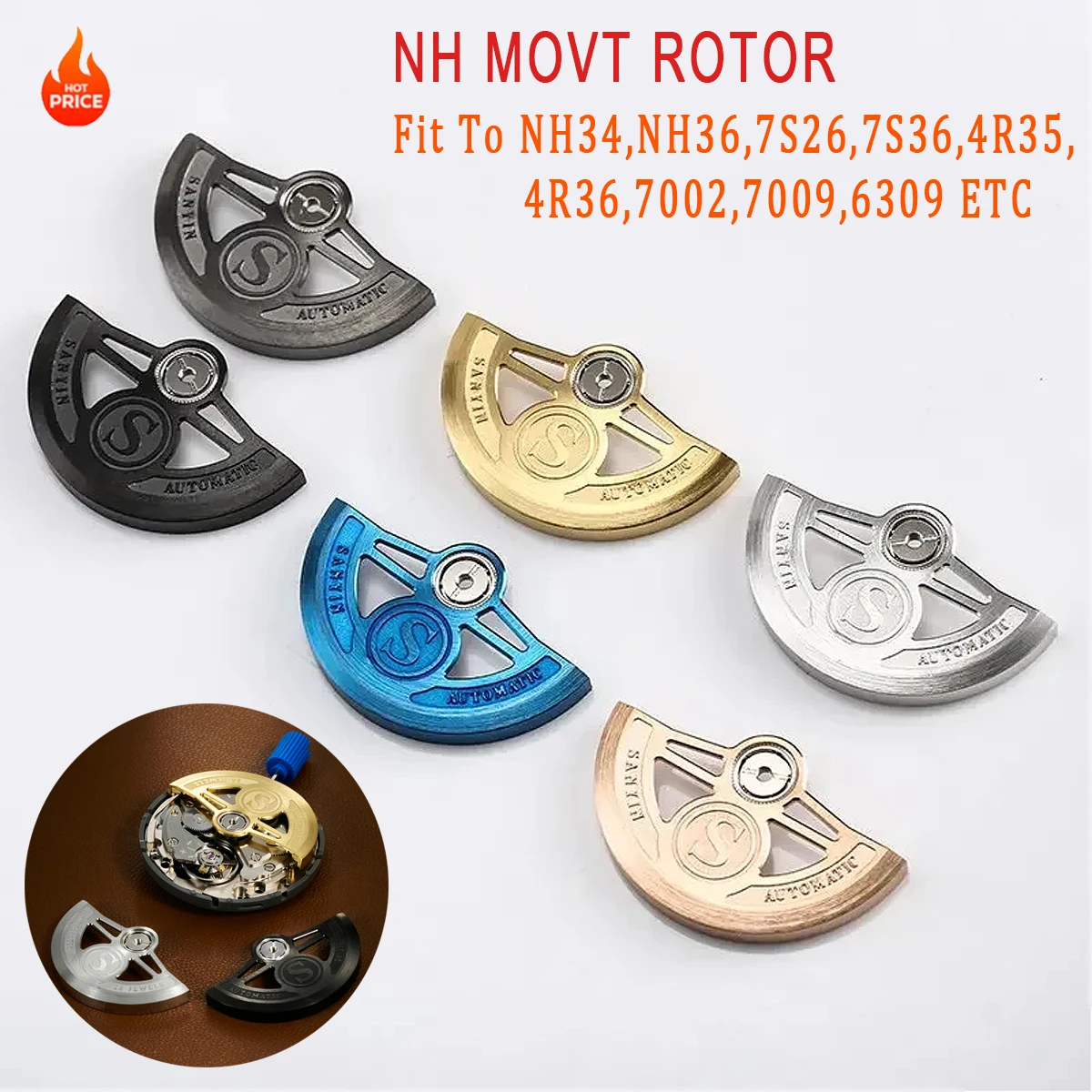 NH35 NH36 Movement Automatic Oscilating Weight Hammer Rotor Fit for NH34 NH36 NH38 4R 6R 7S Movement Automatic Rotor Refit Parts
NH35 NH36 Movement Automatic Oscilating Weight Hammer Rotor Fit for NH34 NH36 NH38 4R 6R 7S Movement Automatic Rotor Refit Parts