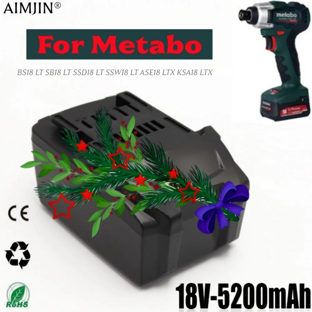 Аккумулятор 18 В, 5,2 Ач для беспроводного электроинструмента Metabo, замена для Metabo 18 В 625592000 625591000, резервные аккумуляторы
Аккумулятор 18 В, 5,2 Ач для беспроводного электроинструмента Metabo, замена для Metabo 18 В 625592000 625591000, резервные аккумуляторы